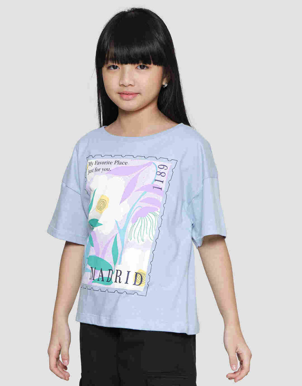 NEVADA BLOCK PRINT FLOWER KAOS LENGAN PENDEK ANAK PEREMPUAN