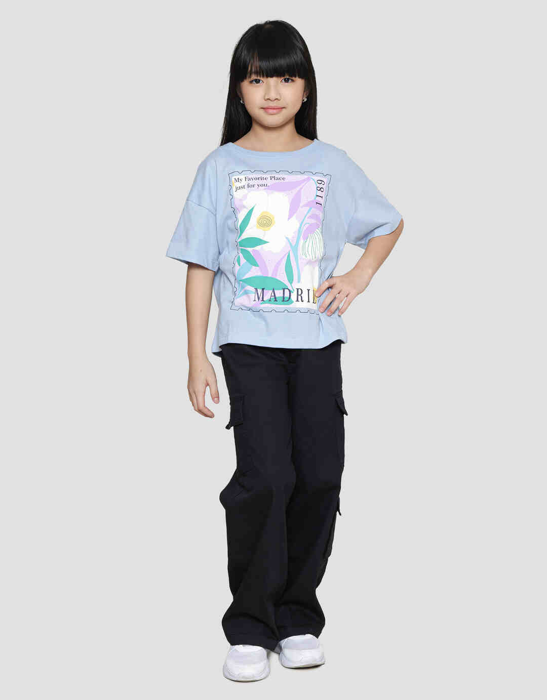 NEVADA BLOCK PRINT FLOWER KAOS LENGAN PENDEK ANAK PEREMPUAN