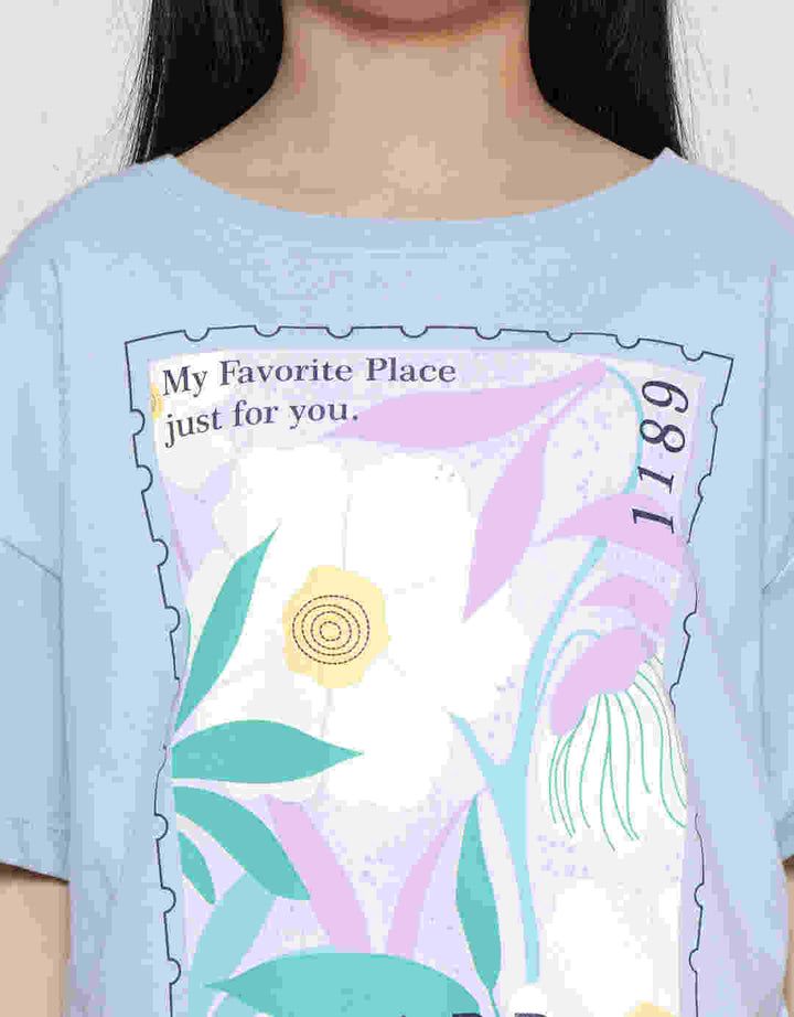NEVADA BLOCK PRINT FLOWER KAOS LENGAN PENDEK ANAK PEREMPUAN