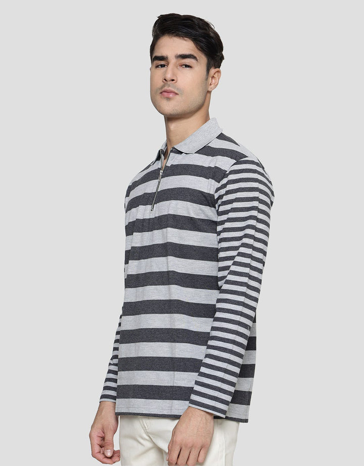 Cole Regular Stripe With Zipper Kaos Kerah Pria