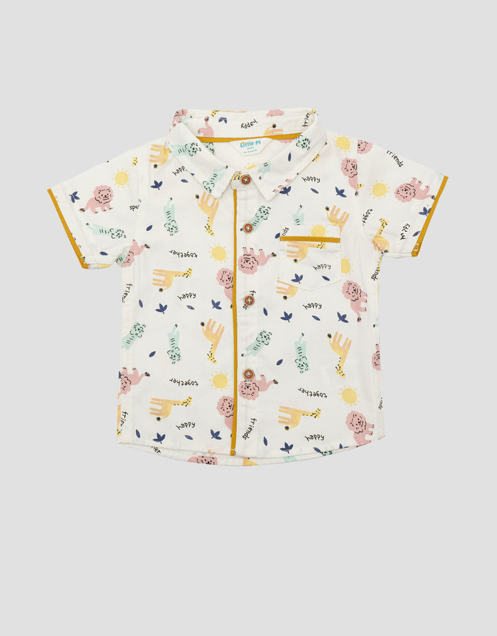Lttile M Print Safari Water Base Boys Shirt
