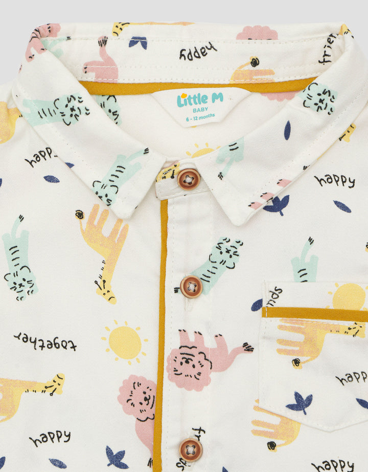 Lttile M Print Safari Water Base Boys Shirt