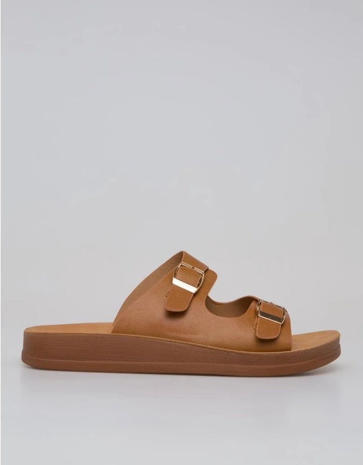 St. Yves Double Buckle Sandal Slipper Fq10 Wanita