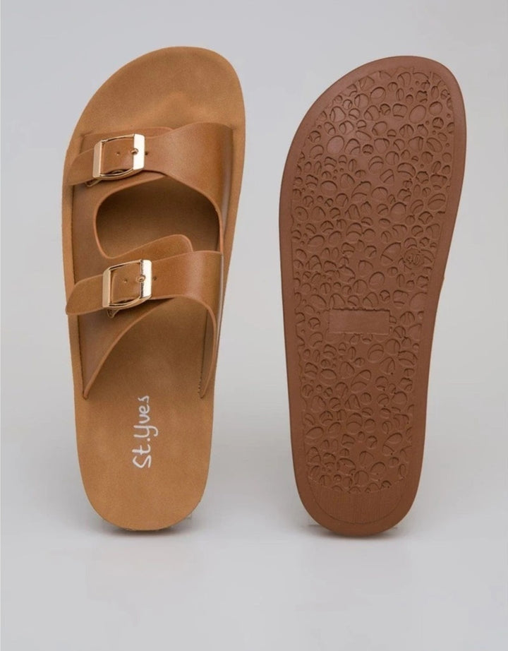 St. Yves Double Buckle Sandal Slipper Fq10 Wanita