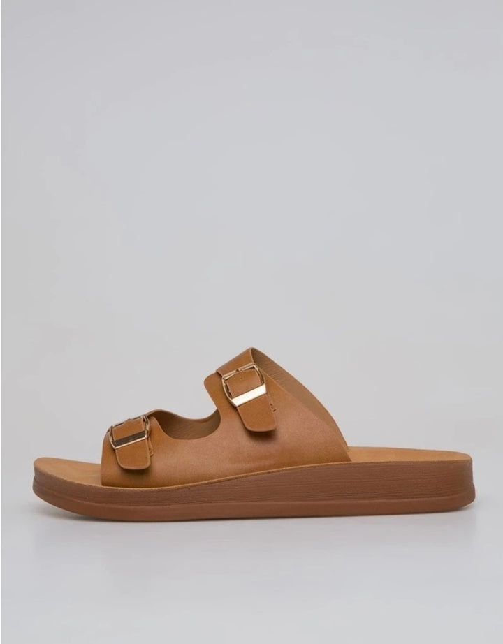 St. Yves Double Buckle Sandal Slipper Fq10 Wanita