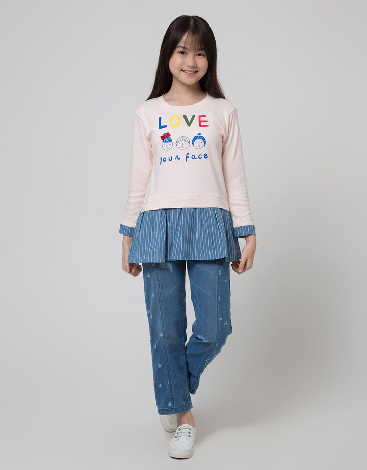 Nevada Stripe Love Kaos Anak Perempuan
