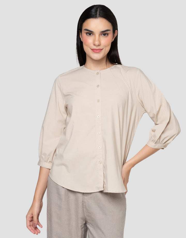 Cardinal Femme Button Lengan Panjang Kemeja Wanita