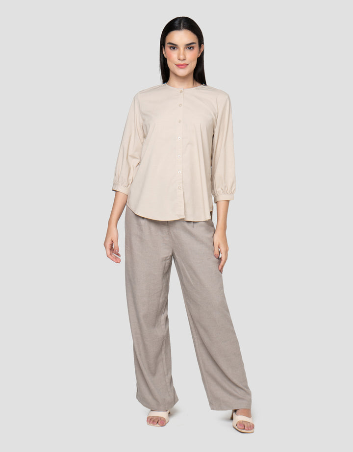 Cardinal Femme Button Lengan Panjang Kemeja Wanita