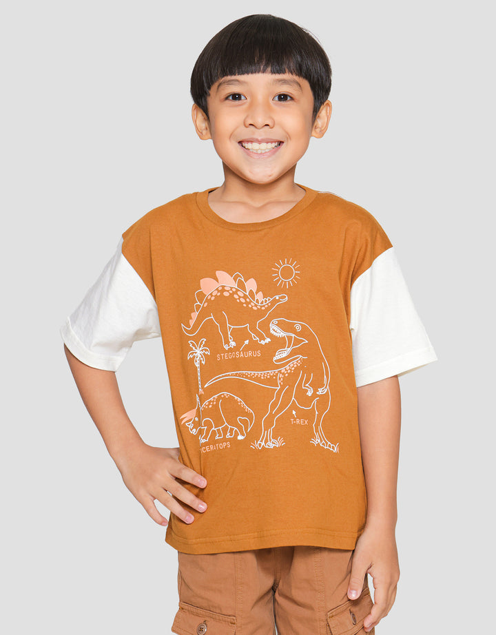 Little M Dino Oversize Color Blocking Kaos Lengan Pendek Anak Laki-laki