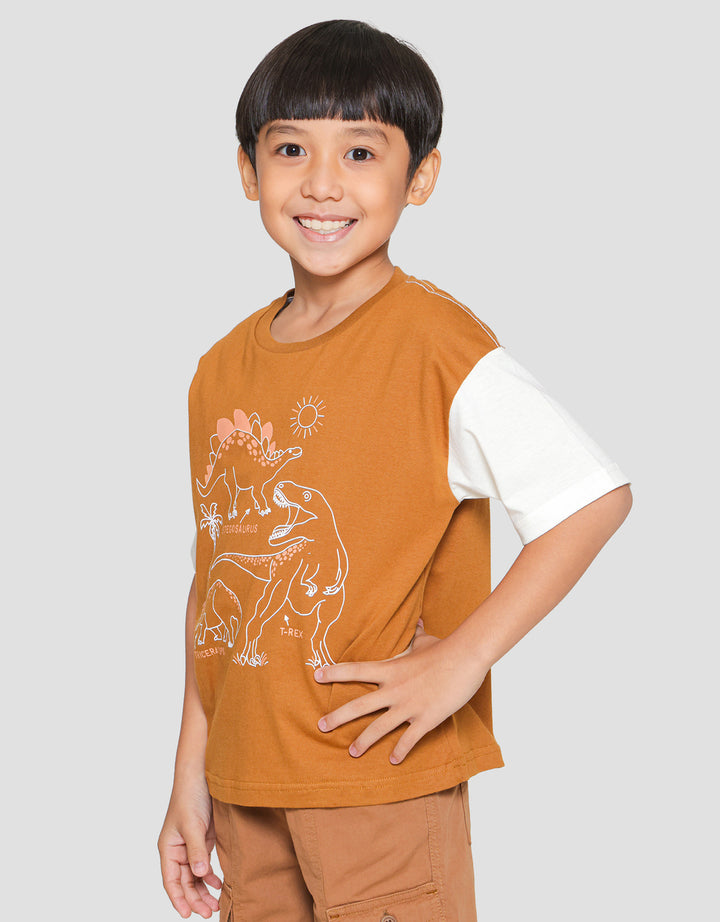 Little M Dino Oversize Color Blocking Kaos Lengan Pendek Anak Laki-laki