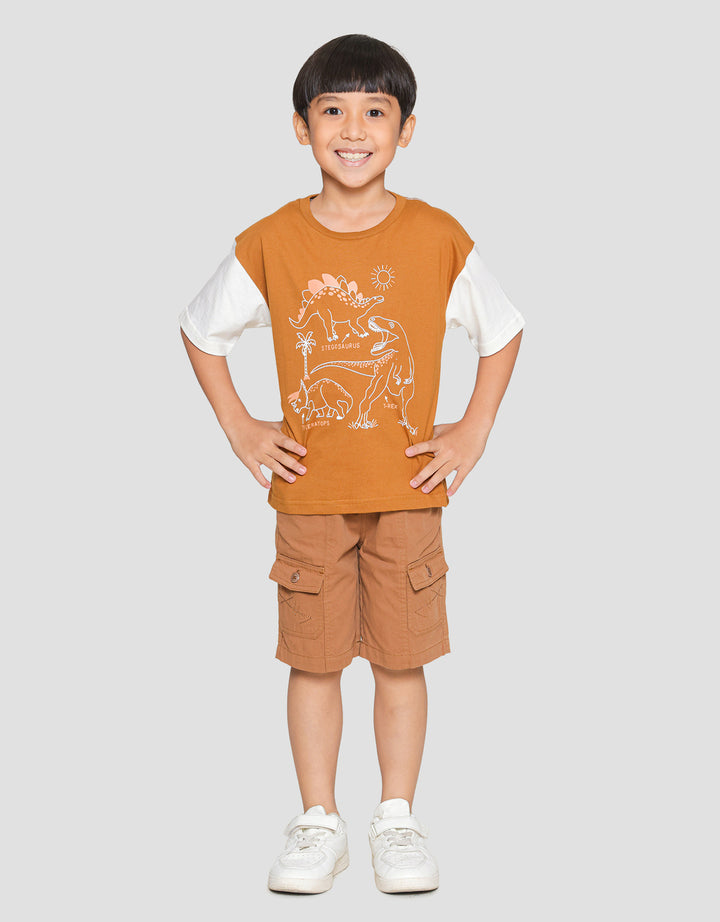 Little M Dino Oversize Color Blocking Kaos Lengan Pendek Anak Laki-laki