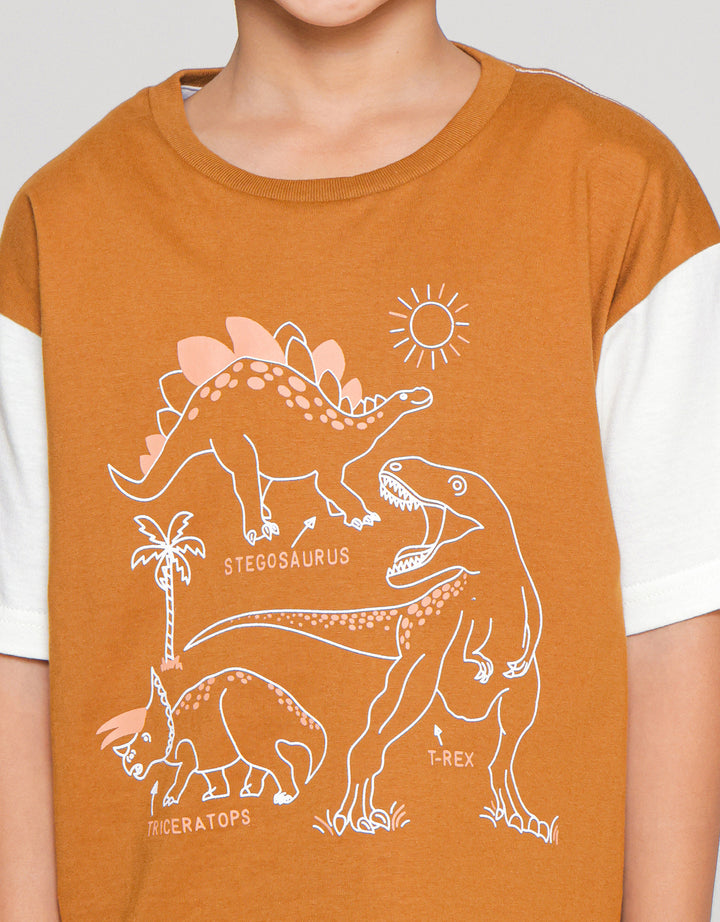 Little M Dino Oversize Color Blocking Kaos Lengan Pendek Anak Laki-laki