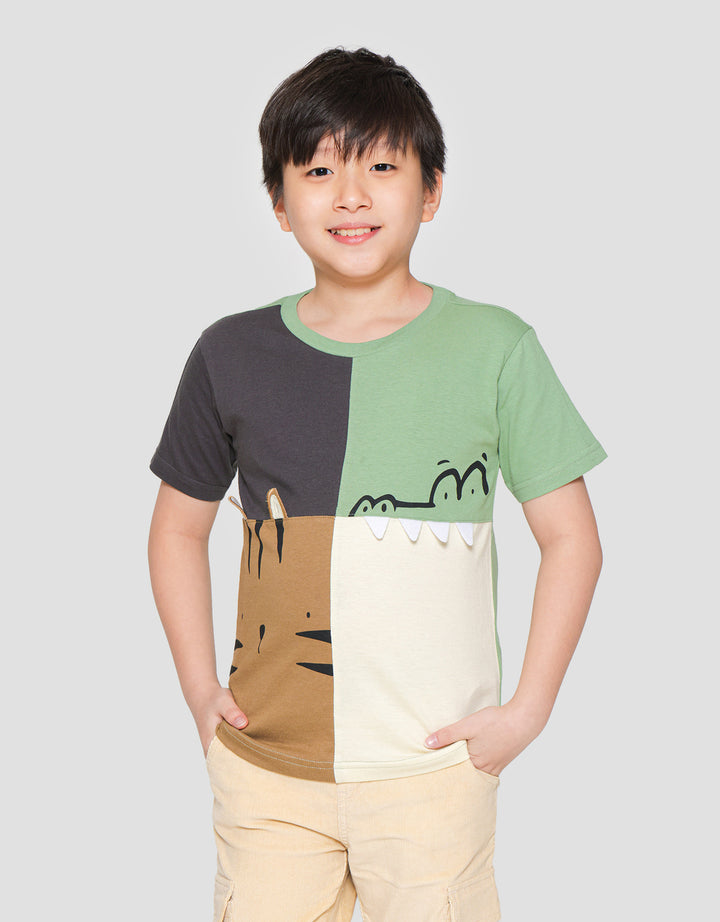 Little M Jungle Applique Kaos Lengan Pendek Anak Laki-Laki