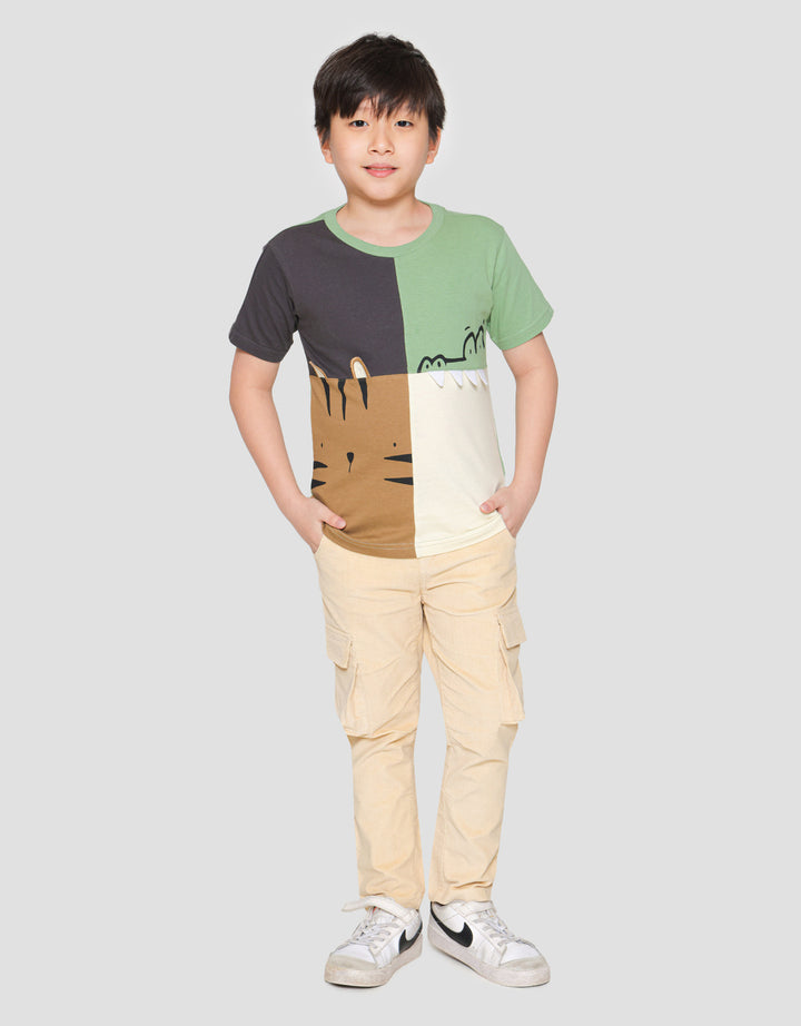 Little M Jungle Applique Kaos Lengan Pendek Anak Laki-Laki