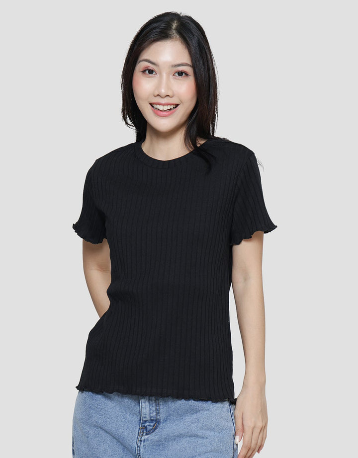 Connexion Polos Rib Kaos Lengan Pendek Wanita