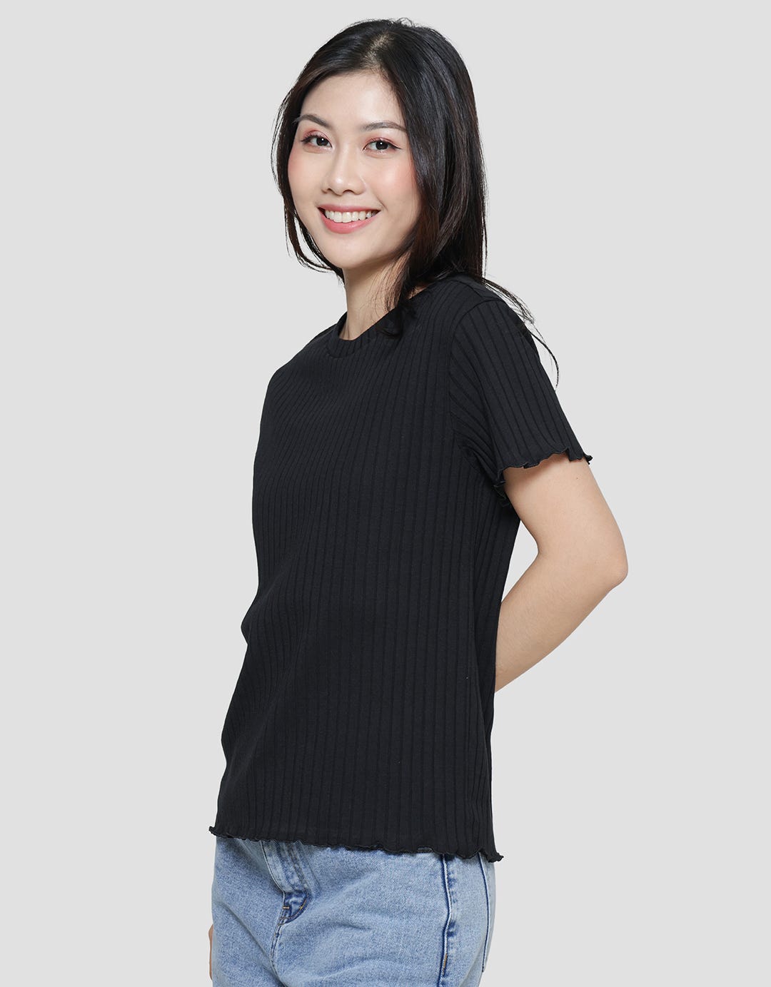 Connexion Polos Rib Kaos Lengan Pendek Wanita