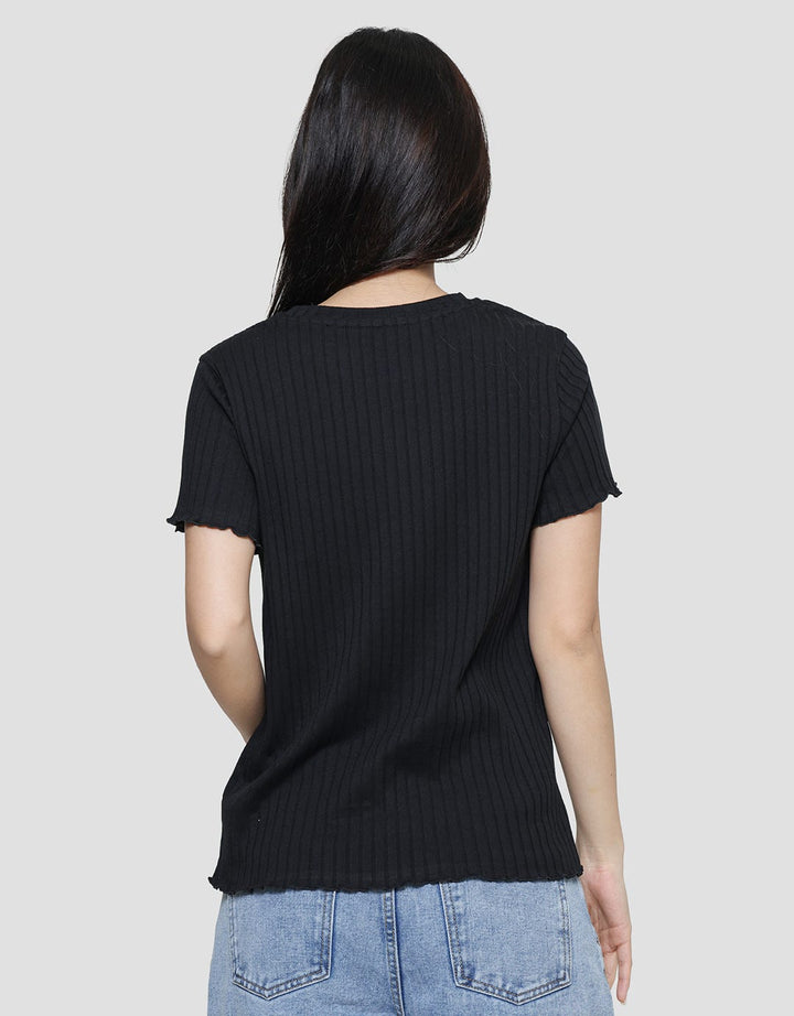 Connexion Polos Rib Kaos Lengan Pendek Wanita