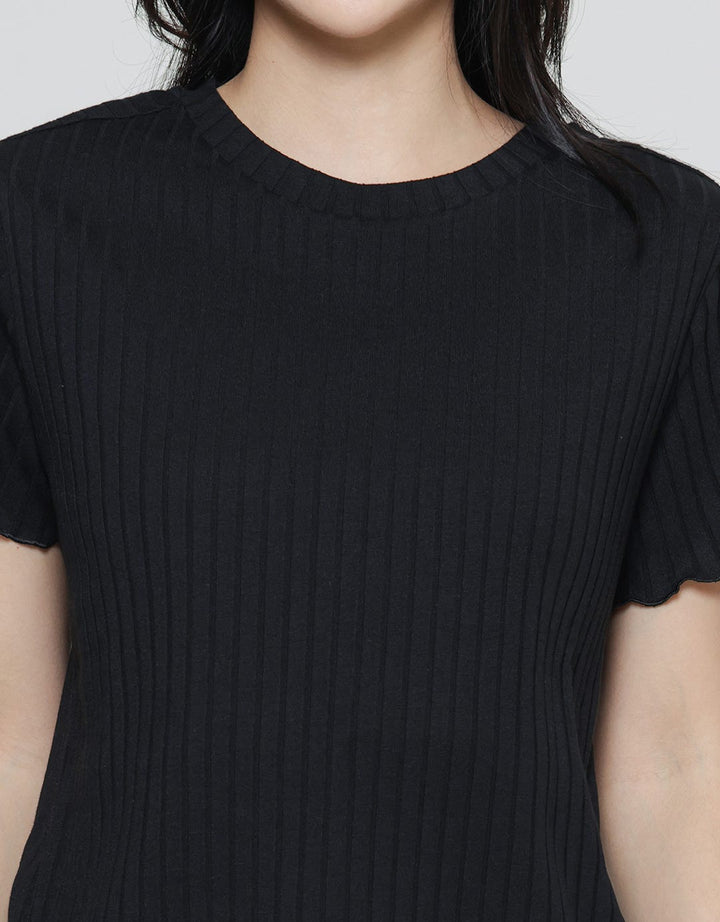 Connexion Polos Rib Kaos Lengan Pendek Wanita