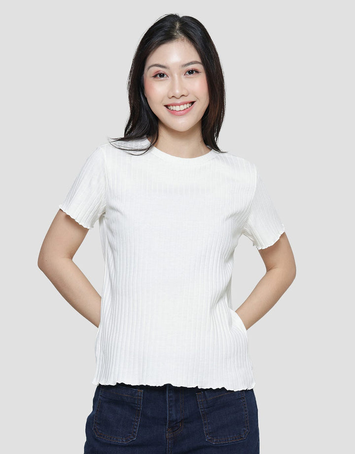 Connexion Polos Rib Kaos Lengan Pendek Wanita