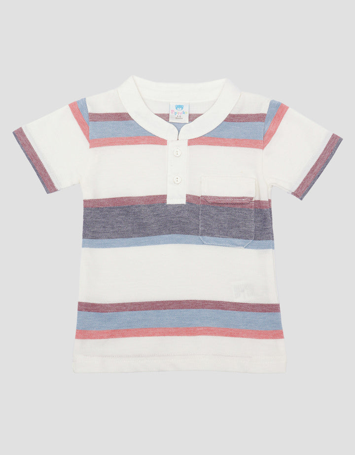 Pipiniko Stripes Kantong Kaos Lengan Pendek Anak Laki-laki