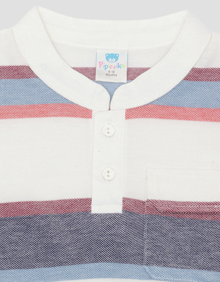 Pipiniko Stripes Kantong Kaos Lengan Pendek Anak Laki-laki