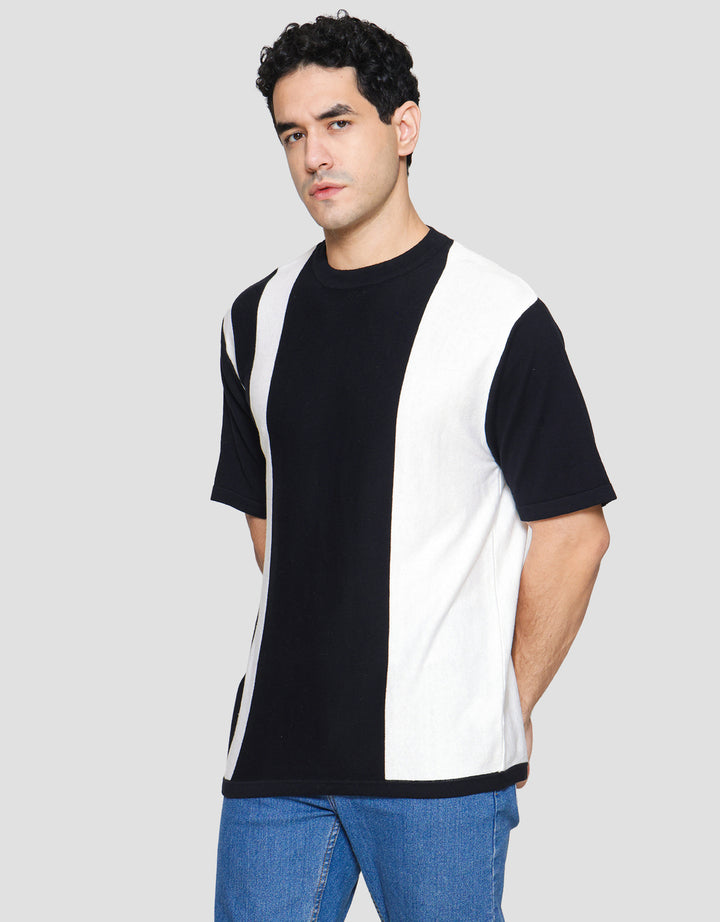 Nevada Flat Knit Stripe Block Vertical Kaos Lengan Pendek Pria