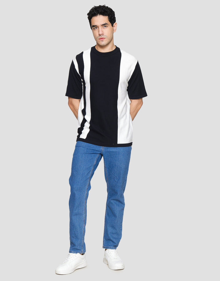 Nevada Flat Knit Stripe Block Vertical Kaos Lengan Pendek Pria