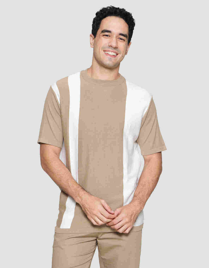 Nevada Flat Knit Stripe Block Vertical Kaos Lengan Pendek Pria