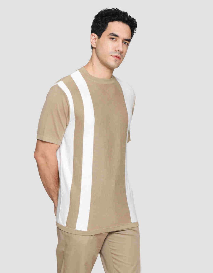 Nevada Flat Knit Stripe Block Vertical Kaos Lengan Pendek Pria