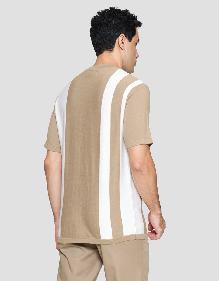 Nevada Flat Knit Stripe Block Vertical Kaos Lengan Pendek Pria