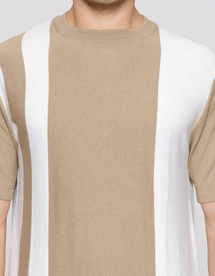 Nevada Flat Knit Stripe Block Vertical Kaos Lengan Pendek Pria