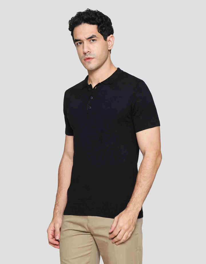 Nevada Flat Knit Kaos Kerah Lengan Pendek Pria