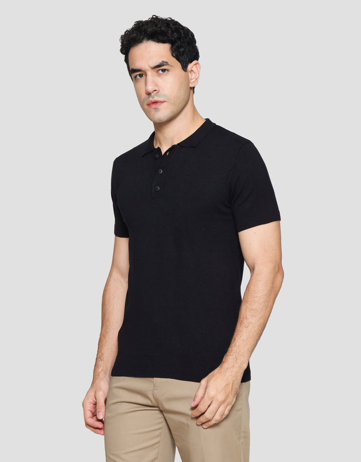 Nevada Flat Knit Kaos Kerah Lengan Pendek Pria