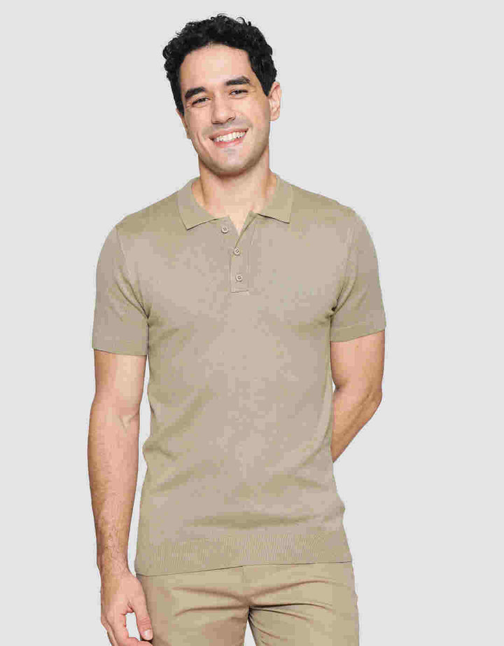 Nevada Flat Knit Kaos Kerah Lengan Pendek Pria