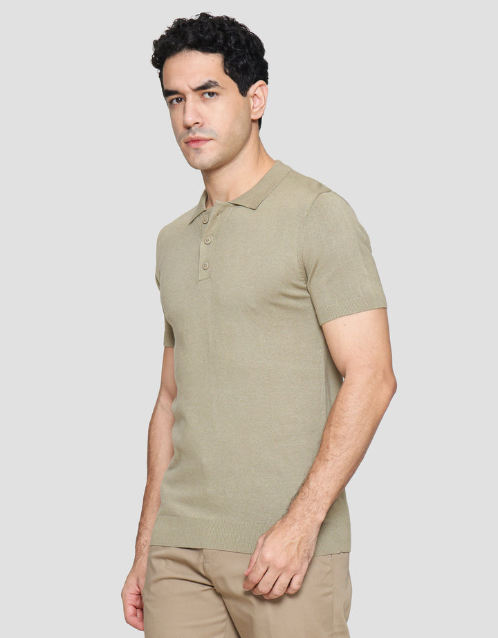 Nevada Flat Knit Kaos Kerah Lengan Pendek Pria