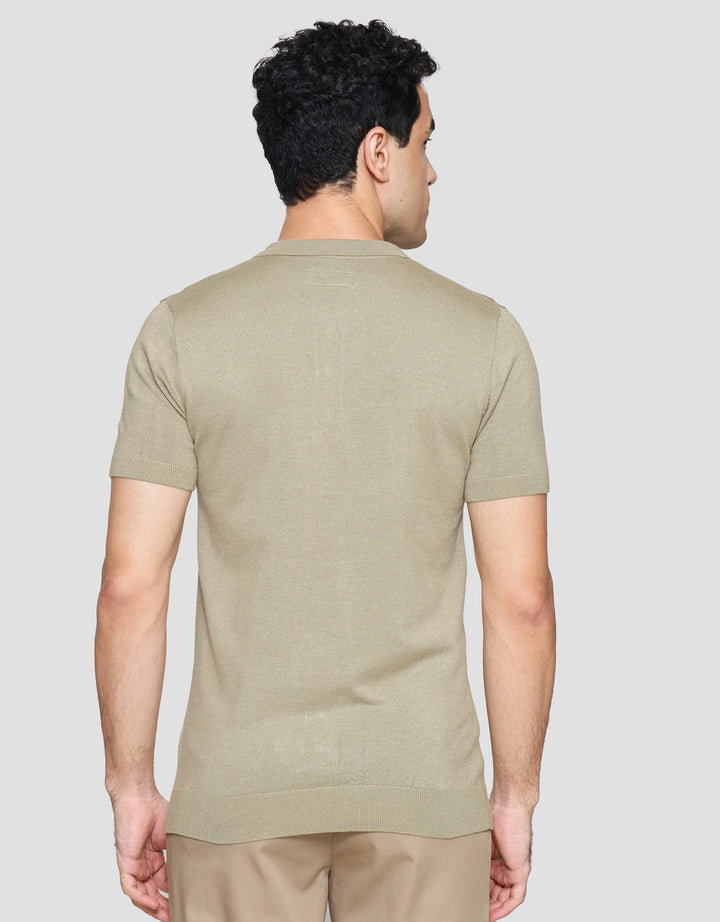 Nevada Flat Knit Kaos Kerah Lengan Pendek Pria