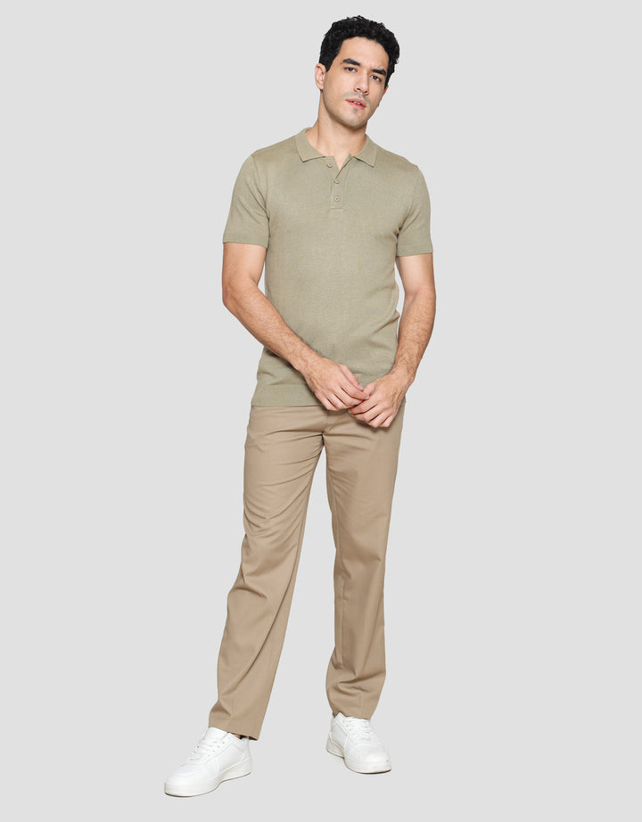 Nevada Flat Knit Kaos Kerah Lengan Pendek Pria