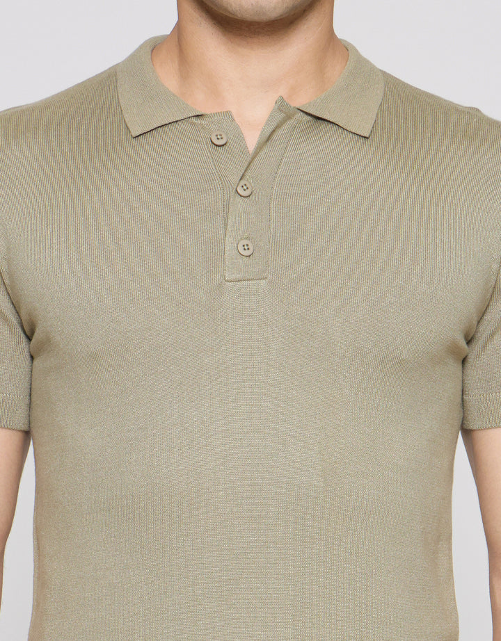 Nevada Flat Knit Kaos Kerah Lengan Pendek Pria