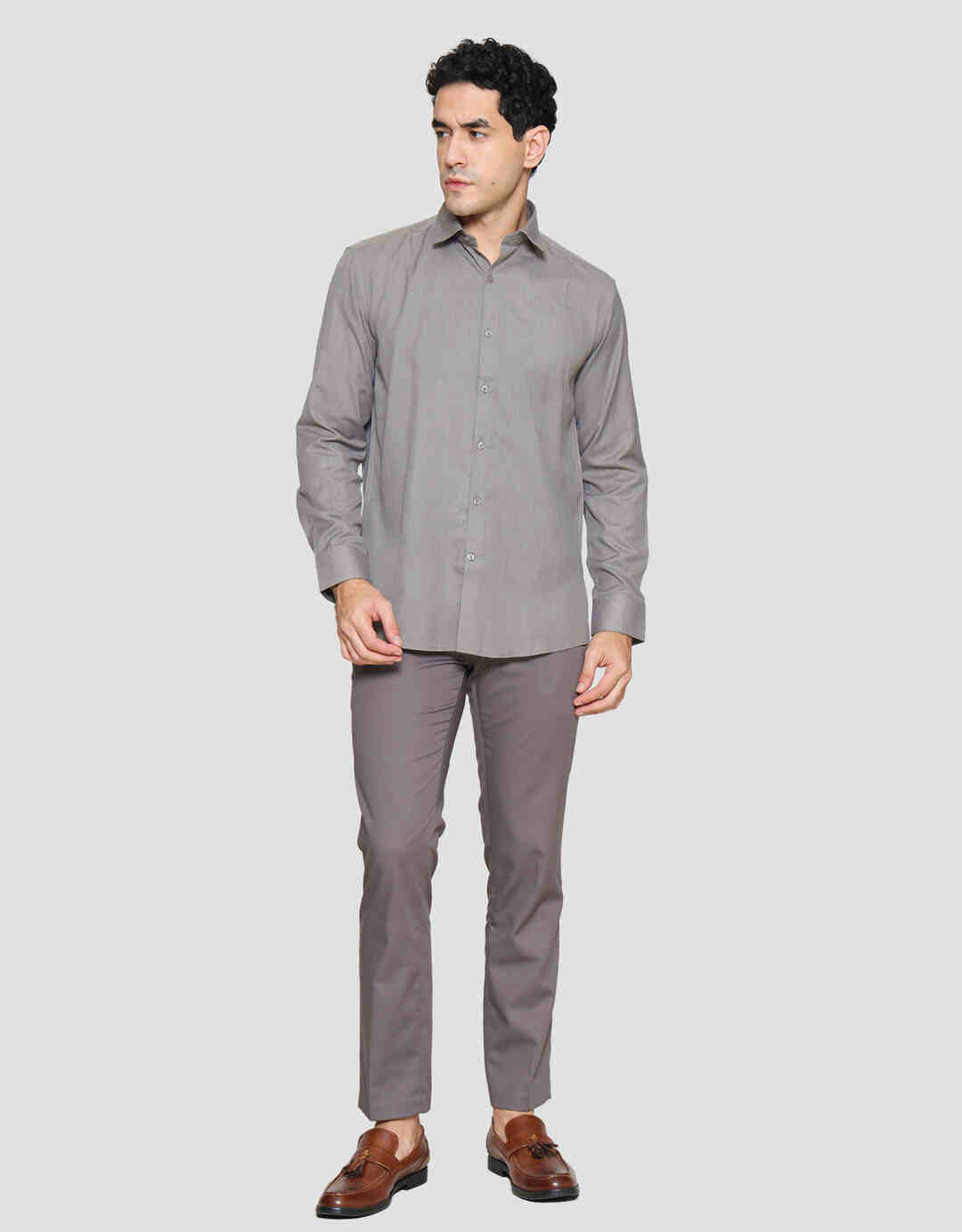 Cole Solid Slim Filafil Pb Cvc Kemeja Lengan Panjang Pria