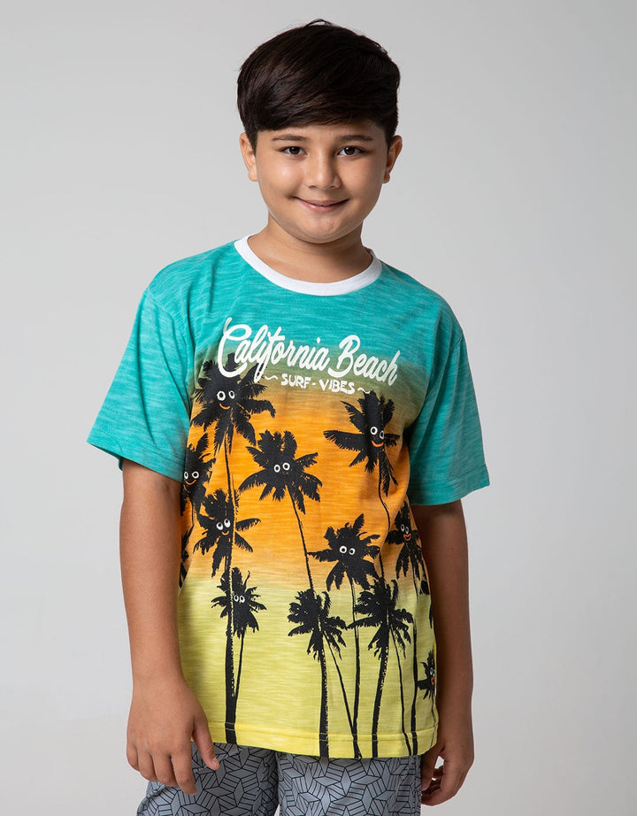 Aero Kids Short Sleeve Printnofloc Regular Slub California Vibes