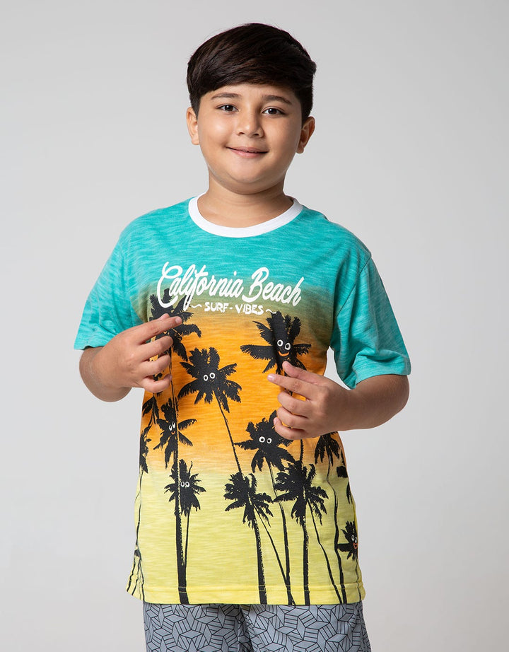 Aero Kids Short Sleeve Printnofloc Regular Slub California Vibes