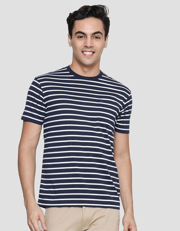 Cole Stripe Print Kaos Casual Pria
