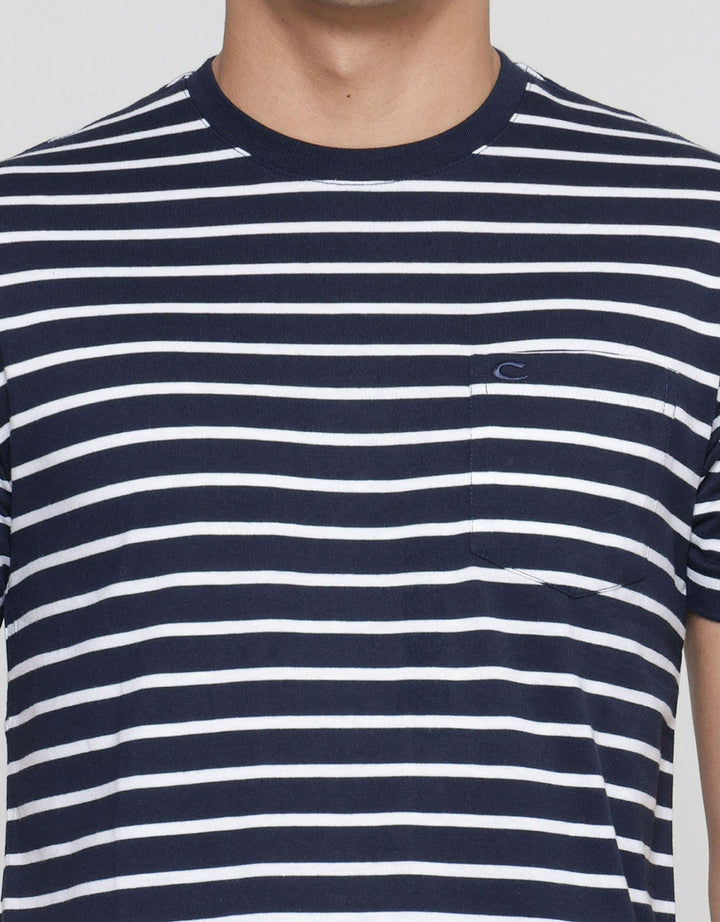 Cole Stripe Print Kaos Casual Pria