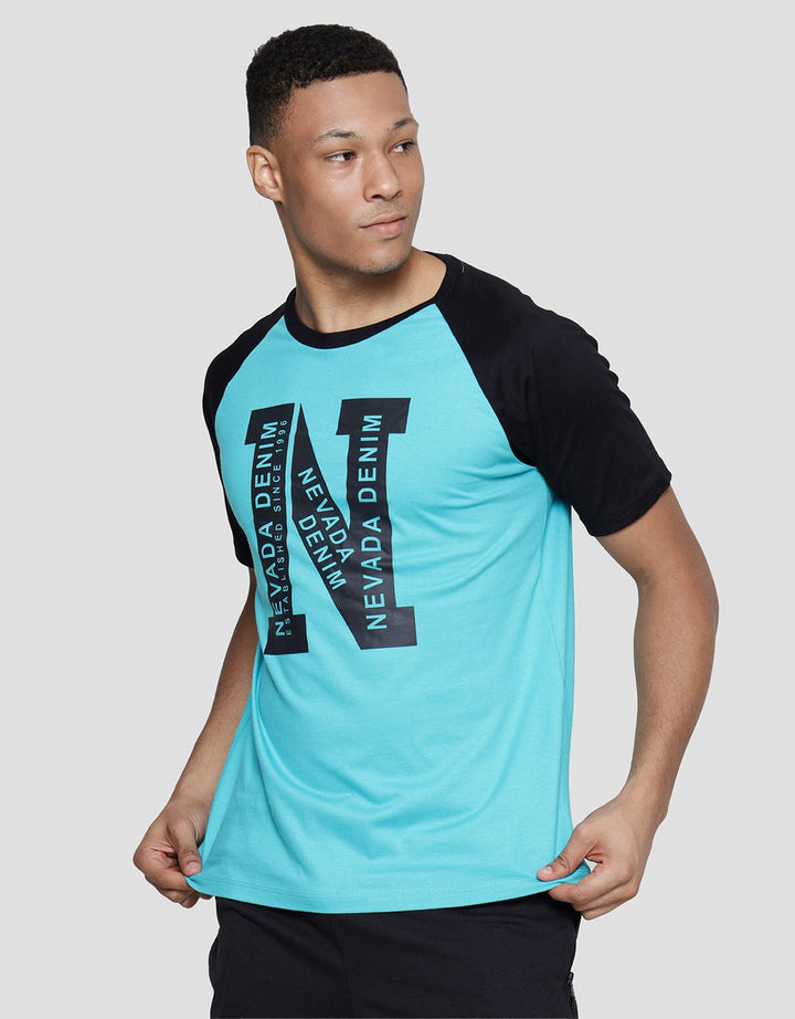 Nevada Wording Brand N Kaos Raglan Pria