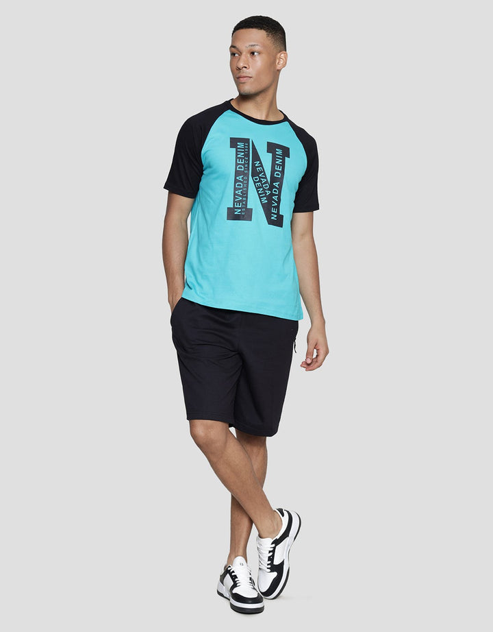 Nevada Wording Brand N Kaos Raglan Pria