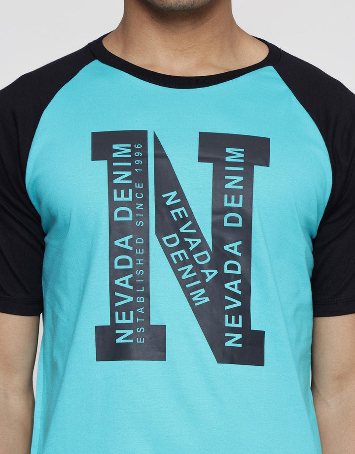 Nevada Wording Brand N Kaos Raglan Pria