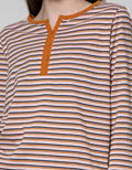 Phenomenal Long Sleeve V Btn Stripes 4Clr