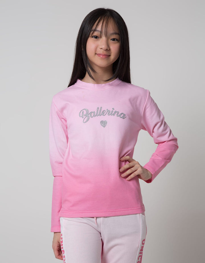 Nevada Long Sleeve Terry Gradasi Ballerina Heart