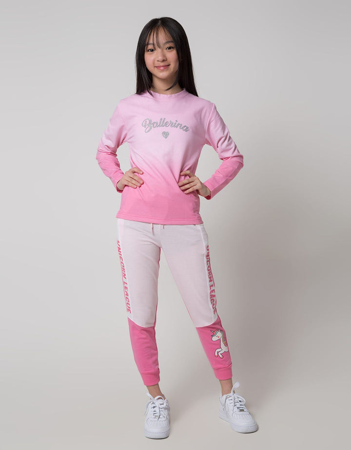 Nevada Long Sleeve Terry Gradasi Ballerina Heart