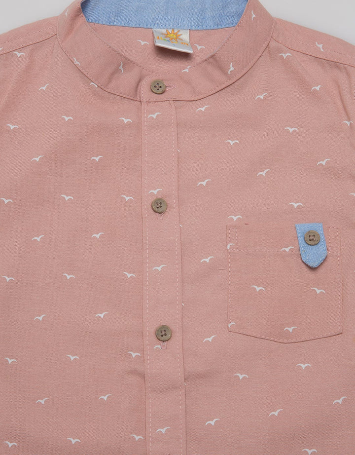 Little M Short Sleeve Bird Print Shirt